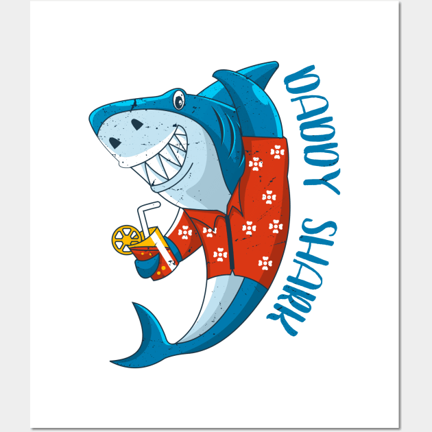 Dady shark Funny Gift for Dad Wall Art by Chichid_Clothes